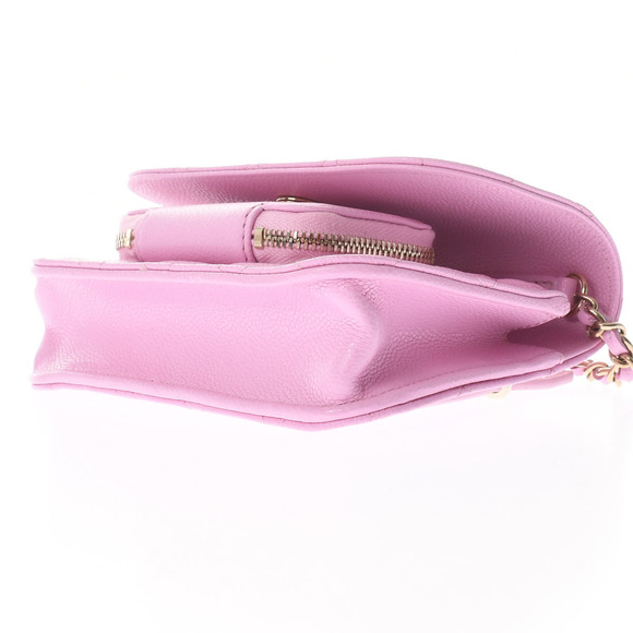 Chanel Matelasse Infinity Mini Pink Gold hardware Grained Calfskin Chain Wallet - Picture 4 of 10